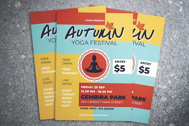 third preview of 'Premium Autumn Yoga Fest Flyer  Free Download'