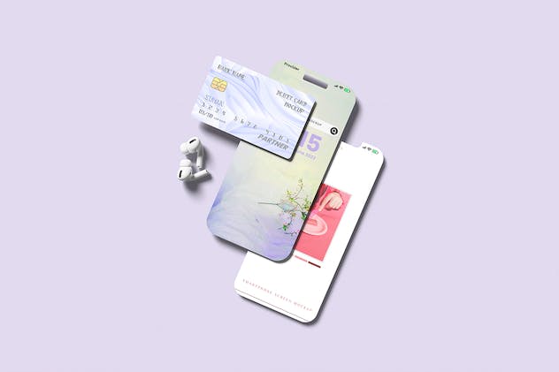 fourth preview of 'Premium Smartphone Screen Debit Card Mockup  Free Download'