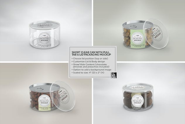 second preview of 'Premium Clear Cans with Pull Tabs and Clear Lids Mockup  Free Download'