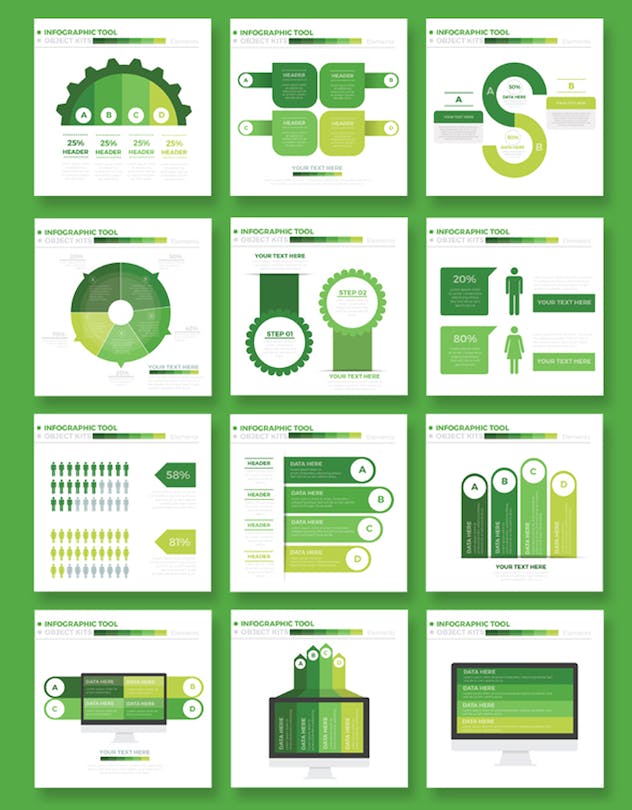 third preview of 'Premium Green Infographics Design  Free Download'