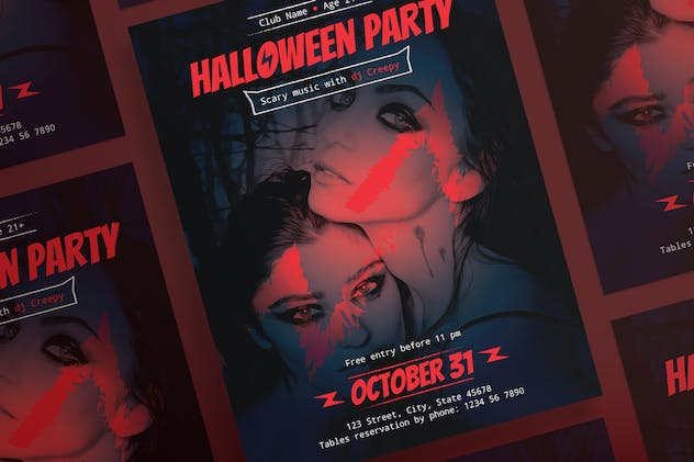 third preview of 'Premium Halloween Party Flyer and Poster Template  Free Download'