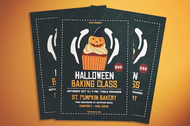 third preview of 'Premium Halloween Baking Class Flyer  Free Download'