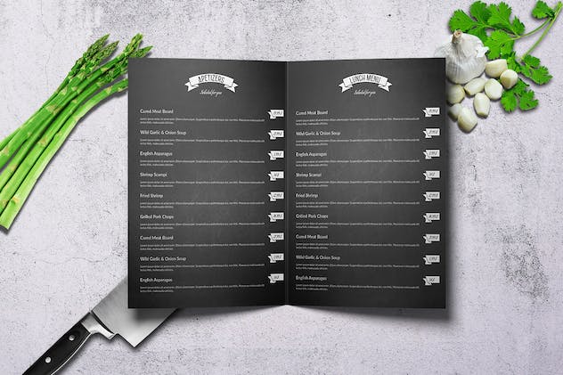 fourth preview of 'Premium Chefs Bifold Restaurant Menu A4 US Letter 12p  Free Download'