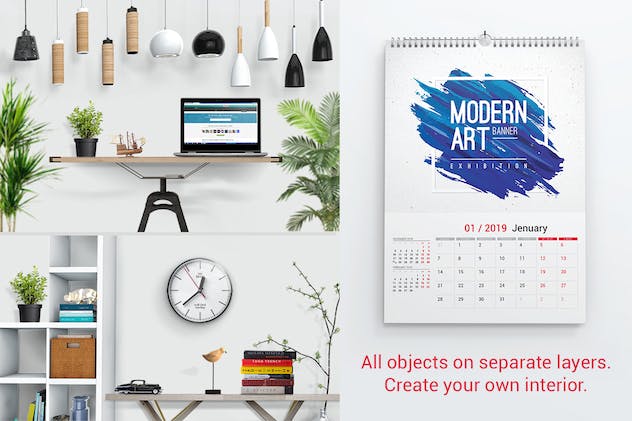 second preview of 'Premium Wall Calendar Mockups  Free Download'