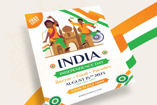 fourth preview of 'Premium India Independence Day Flyer AI & EPS Template  Free Download'