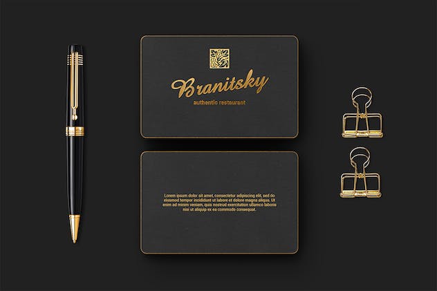 third preview of 'Premium 85×55 Black Business Card Mockups  Free Download'