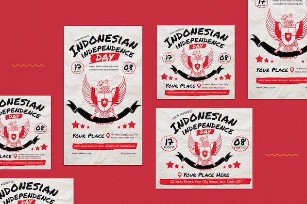 third preview of 'Ivory Hand Drawn Dirgahayu Indonesia Flyer Set  Free Download'