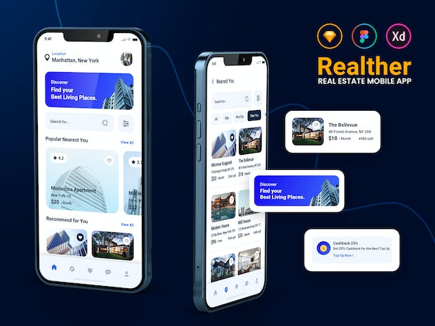 third preview of 'Premium Realther Real Estate Mobile App UI Kit  Free Download'