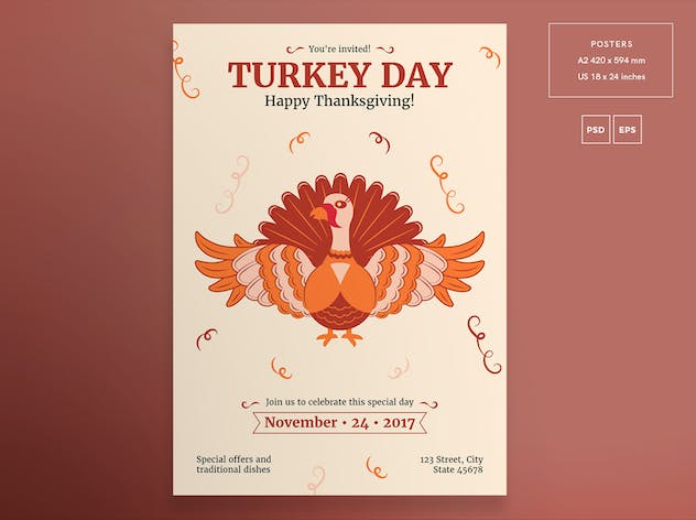 second preview of 'Premium Thanksgiving Celebration Flyer and Poster Template  Free Download'