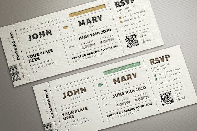 second preview of 'Premium Boarding Pass Wedding Invitation  Free Download'