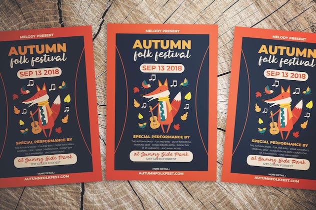 second preview of 'Premium Autumn Folk Fest Flyer  Free Download'