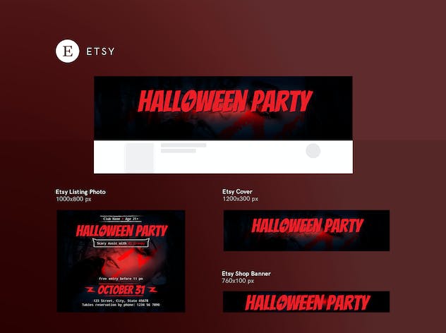 fourth preview of 'Premium Halloween Party Social Media Pack Template  Free Download'