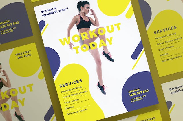 third preview of 'Premium Gym Workout Flyer and Poster Template  Free Download'