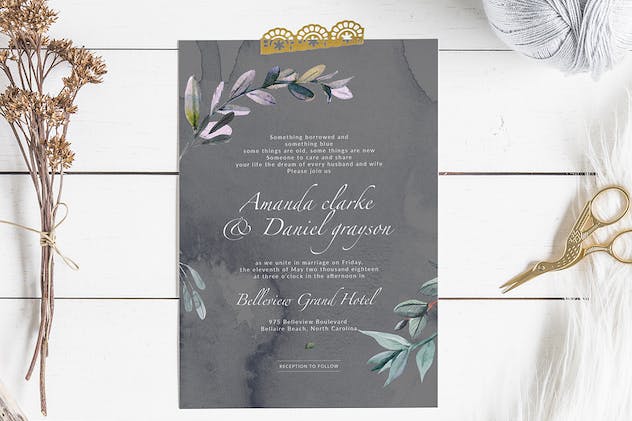third preview of 'Premium Botanical Wedding Invitation V3  Free Download'