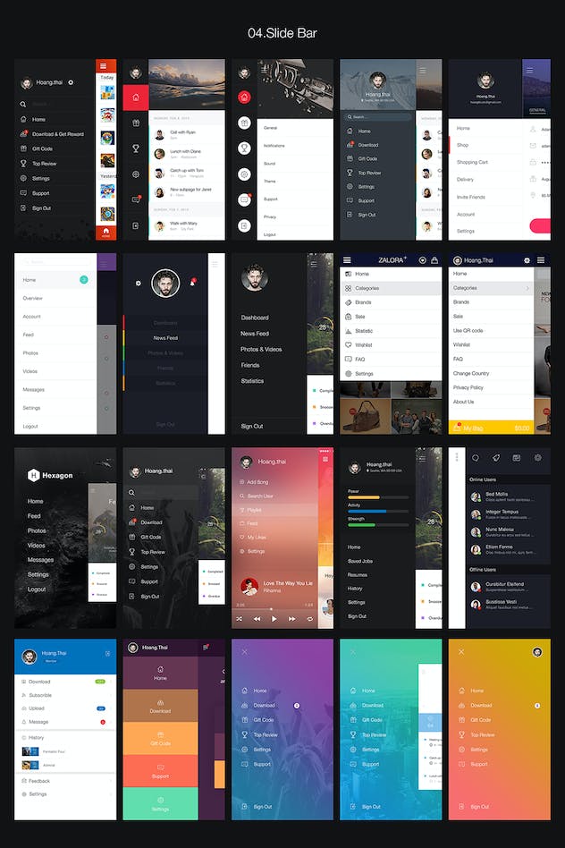 second preview of 'Premium Hexagon Mobile UI Kit  Free Download'