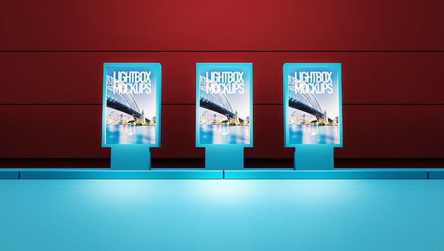 second preview of 'Premium 3D Lightbox Poster Outdoor Mock-up  Free Download'