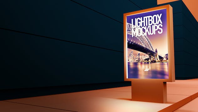 third preview of 'Premium 3D Lightbox Poster Outdoor Mock-up  Free Download'