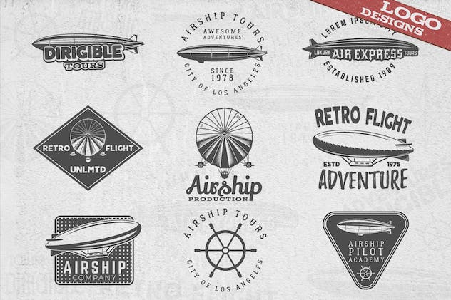 third preview of 'Premium Dirigible Vintage Logo Badges Design Elements  Free Download'