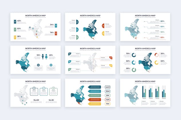 second preview of 'Premium North America Map Illustrator Infographics  Free Download'