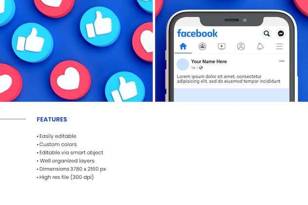 second preview of 'Premium Facebook Post Mockup  Free Download'