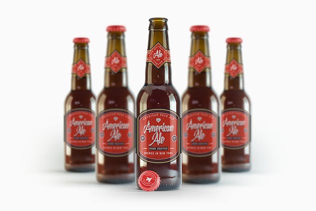 second preview of 'Premium Beer Amber Bottle Mockup  Free Download'
