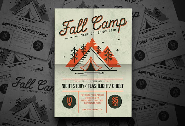 fourth preview of 'Premium Fall Camp Flyer  Free Download'