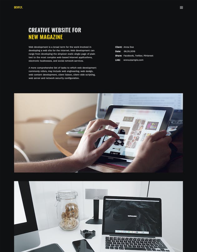 fourth preview of 'Premium Devfly – Modern Creative Agency PSD Template  Free Download'