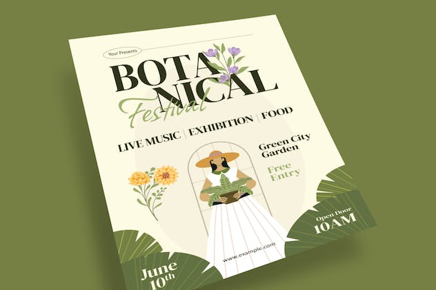 fourth preview of 'Premium Botanical Festival Flyer AI & EPS Template  Free Download'