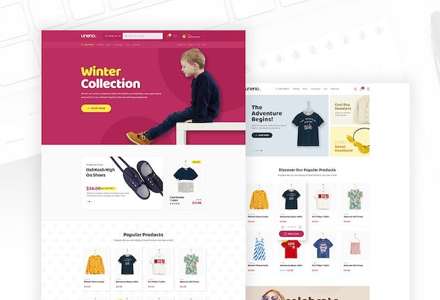 second preview of 'Premium Uneno Kids Fashion Ecommerce PSD Template  Free Download'