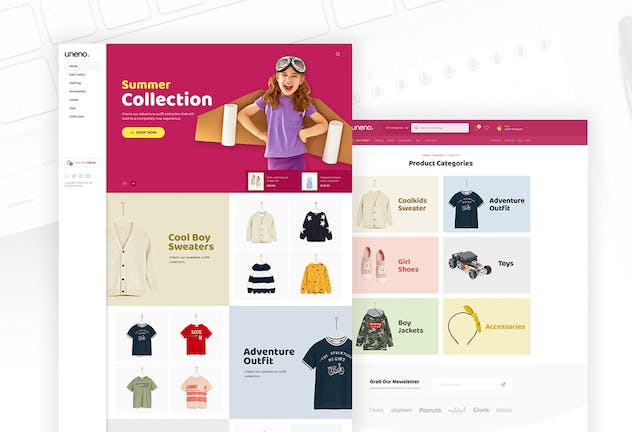 third preview of 'Premium Uneno Kids Fashion Ecommerce PSD Template  Free Download'
