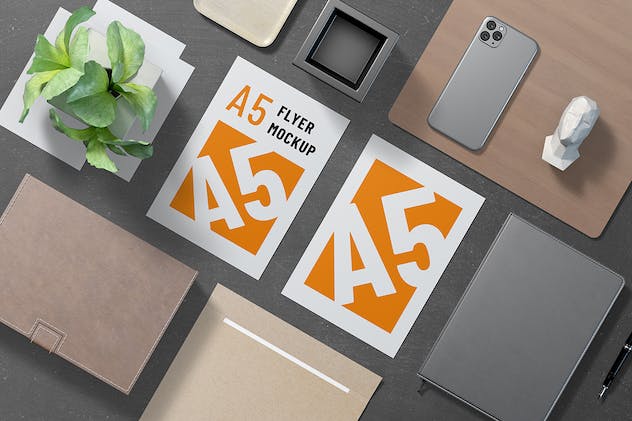 fourth preview of 'Premium A5 Portrait Flyer Mockup Set  Free Download'