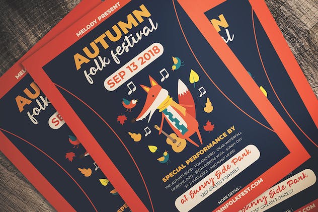 fourth preview of 'Premium Autumn Folk Fest Flyer  Free Download'
