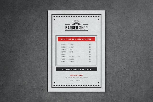 fourth preview of 'Premium Barber Shop Flyer  Free Download'