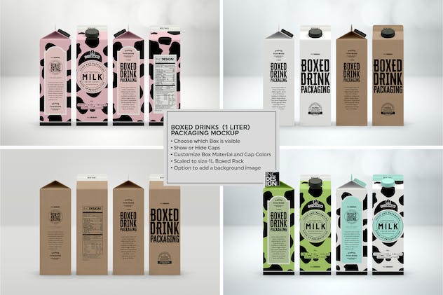 fourth preview of 'Premium Boxed Drinks Liquid Packaging Mockups  Free Download'