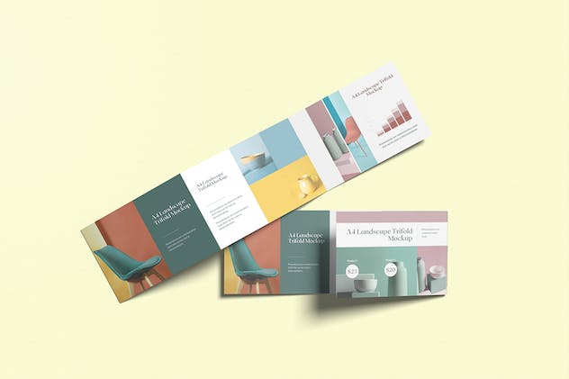 fourth preview of 'Premium Colorful A4 Landscape Trifold Mockup  Free Download'