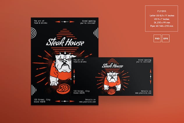 fourth preview of 'Premium Steak House Flyer and Poster Template  Free Download'