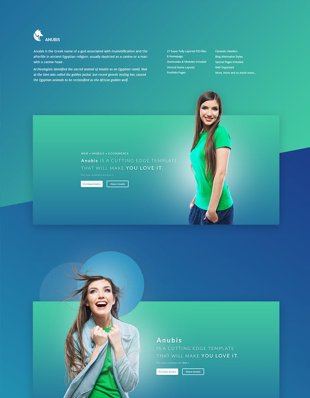 third preview of 'Premium Anubis Creative PSD Template  Free Download'