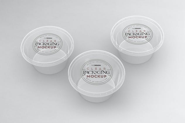 fourth preview of 'Premium Clear Round Sauce Containers Packaging Mockup  Free Download'