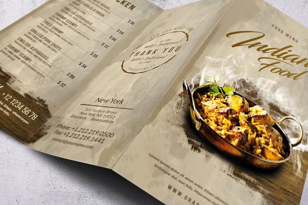 second preview of 'Premium Indian A4 & US Letter Trifold Food Menu  Free Download'