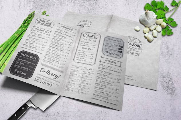 fourth preview of 'Premium Vintage A4 Food Menu Design (10 Pages)  Free Download'