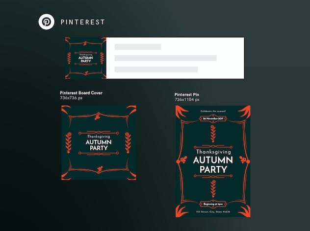 fourth preview of 'Premium Thanksgiving Party Social Media Pack Template  Free Download'