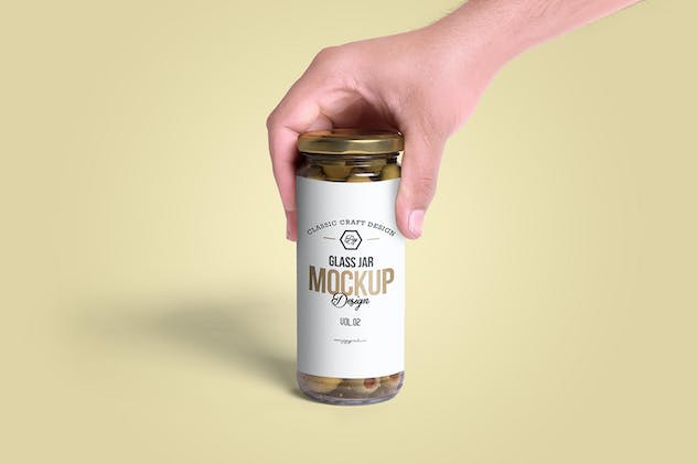 third preview of 'Premium 5 Olives Glass Jar Mockups  Free Download'