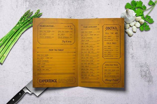 fourth preview of 'Premium Curry World Retro Bifold Menu A4 and US Letter  Free Download'