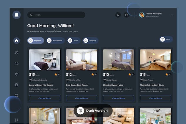fourth preview of 'Premium Roommate Room Booking Dashboard  Free Download'