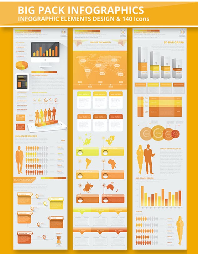 fourth preview of 'Premium Yellow Infographics  Free Download'