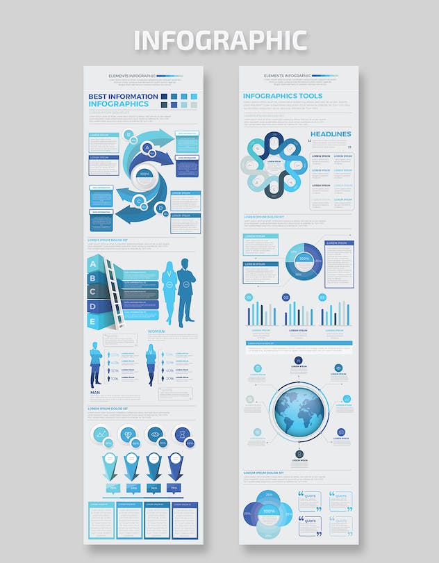 second preview of 'Premium Blue Infographics Elements Template  Free Download'