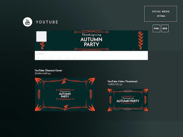 second preview of 'Premium Thanksgiving Party Social Media Pack Template  Free Download'