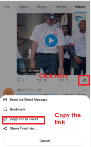 Twitter videos download using phone step one