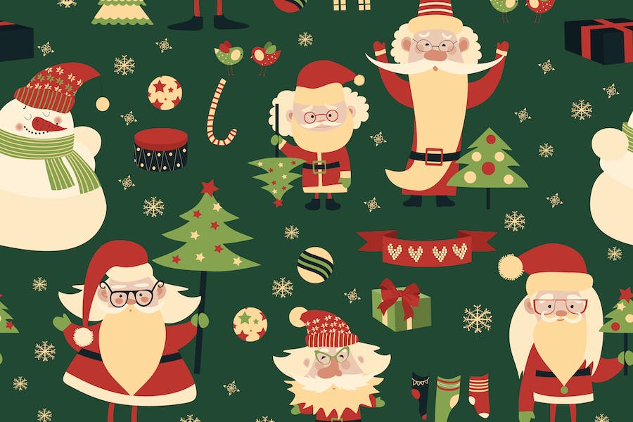 Premium Merry Christmas and Happy New Year Seamless Pattern  Free Download