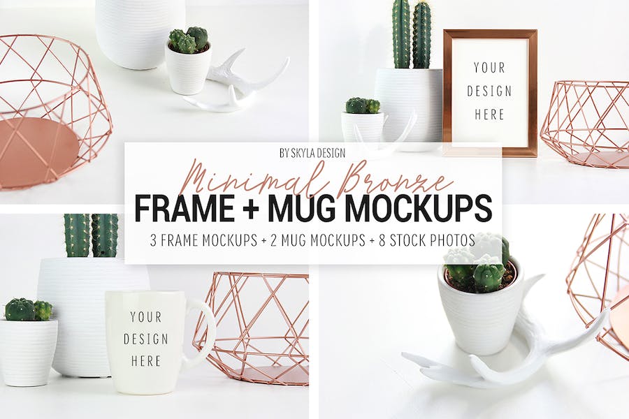 Premium Picture Frame and Mug Mockups – Minimal Bronze  Free Download